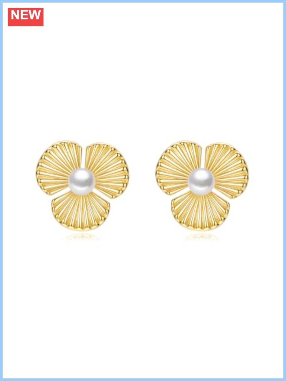 14K Gold Plated Stud Earrings Hypoallergenic Pearl Clover Women Gift